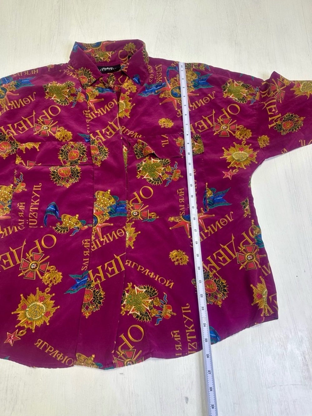 90s Silk Baroque Blouse Linda Allard For  Ellen Tracy Magenta Gold Rich Mom 14 - Picture 6 of 11